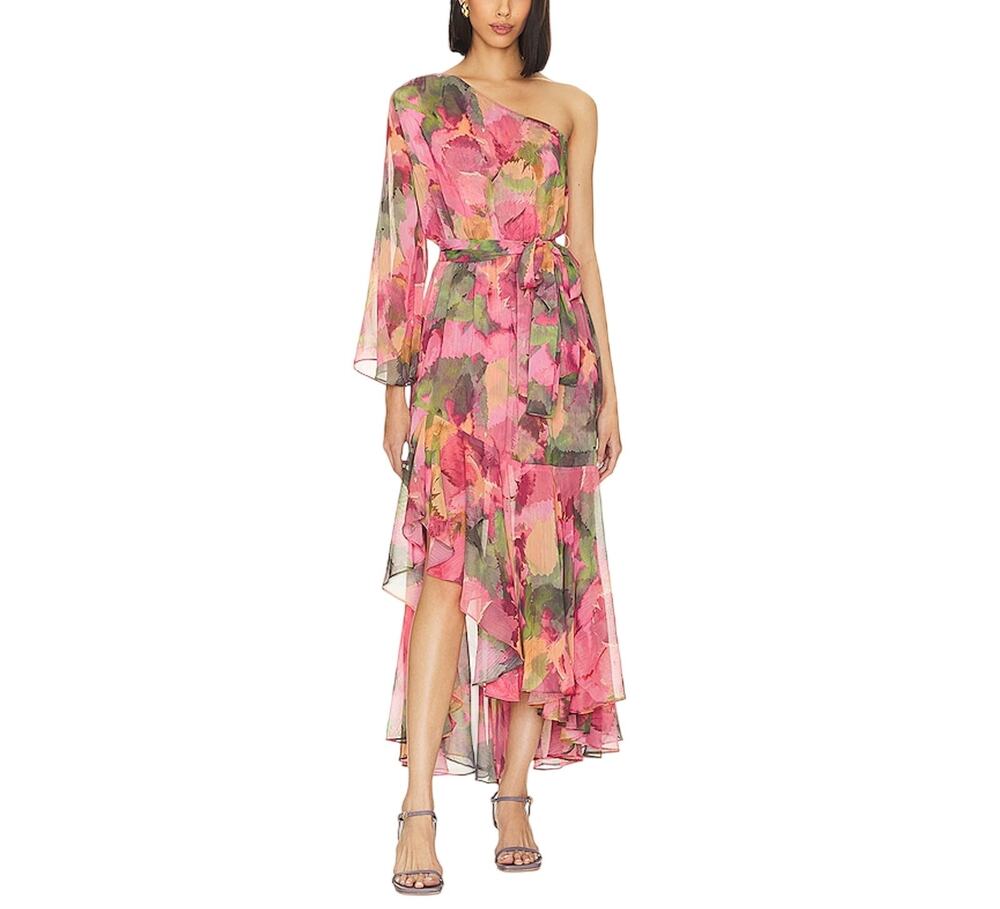 Misa Los Angeles Asymmetric Watermelon Tourmaline Sabrina Dress Size M